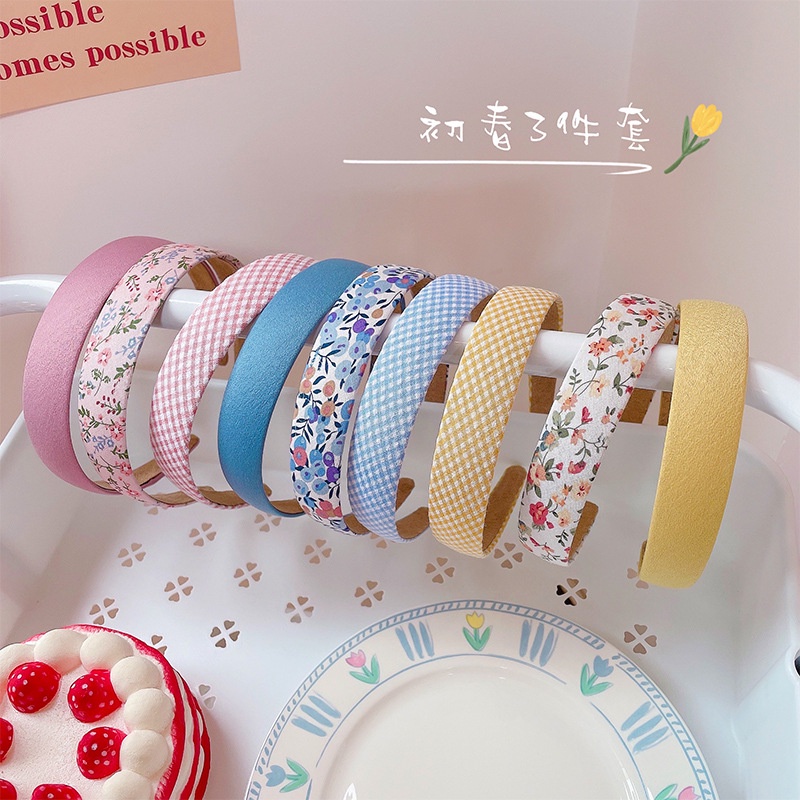 BANDO RAMBUT MOTIF BUNGA BANDANA PLAID HEADBAND BENDO PATTERNED KOREA POLOS KOTAK HAIRBAND