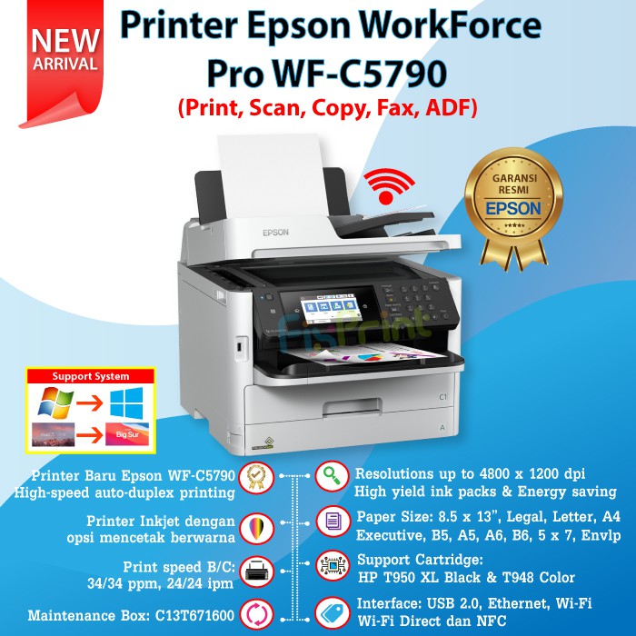 Printer Epson Workforce Pro WF-C5790 WFC5790 WF C5790 Wireless Duplex