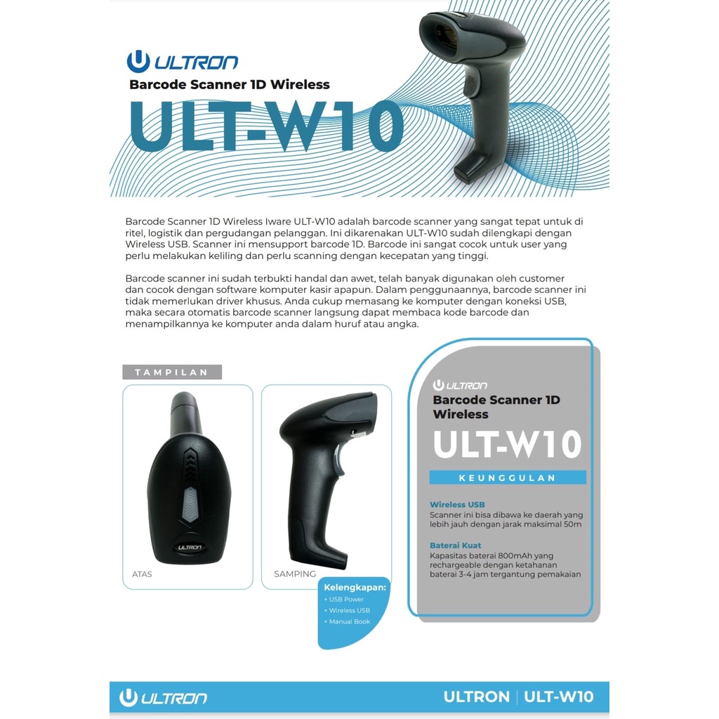 BARCODE SCANNER 1D WIRELESS ULTRON W10