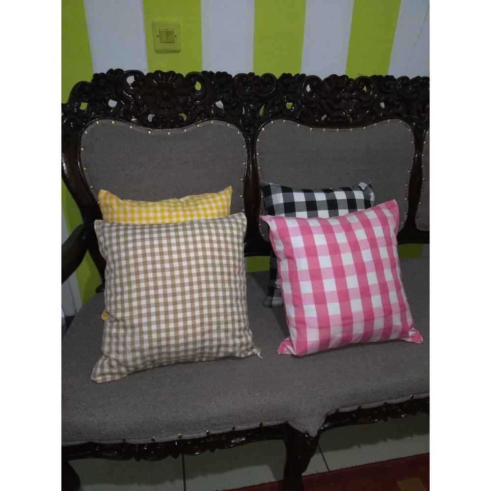 Sarung Bantal SOFA/SOPA MURAH Motif Kotak-kotak Uk 40x40 cm Cantik Estetik Kekinian Gaya Korea Katun dari Ismi Store
