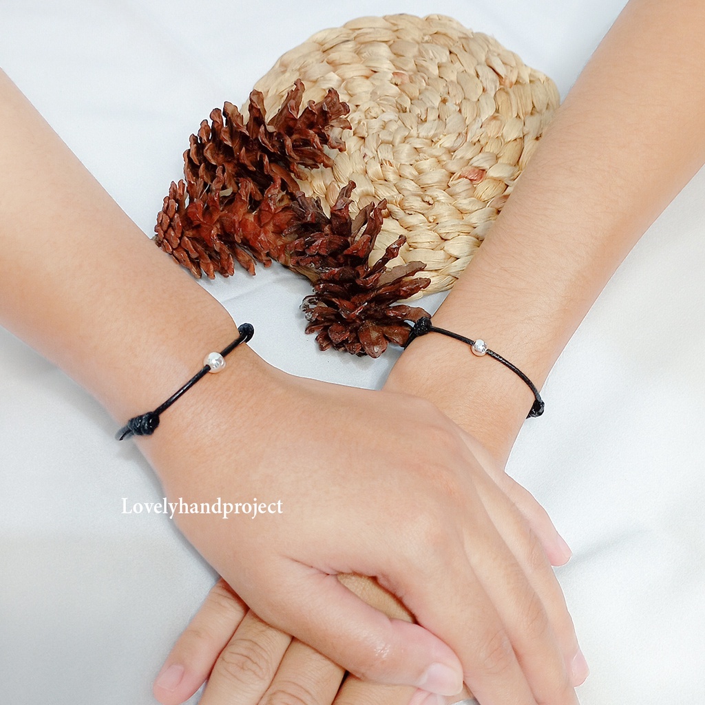 (2pcs) Gelang Tali Couple Minimalist Simple Beads Mutiara Bahan Tebal TIny Persahabatan Lembut Vintage Style Bracelet | Gelang Murah Bagus Lucu