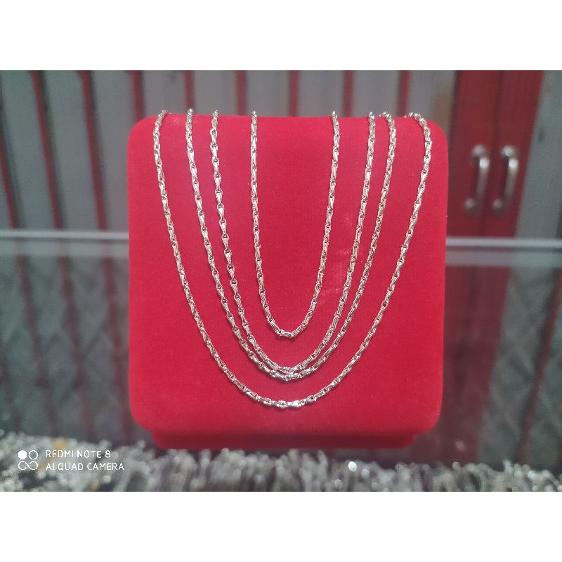 kalung pria/wanita perak/silver 925 lapis emas putih model padi jambi