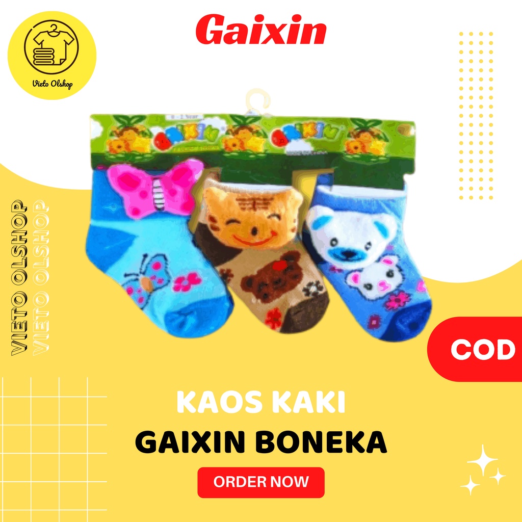 Kaos Kaki Anak Bayi Gaixin Perempuan Laki-Laki Boneka 3D Kaos Kaki Bayi Newborn Cewek Cowok Motif Wa