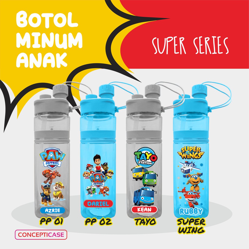 BOTOL MINUM ANAK CUSTOM PRINT UV (BUKAN STICKER) *BACA DESKRIPSI*