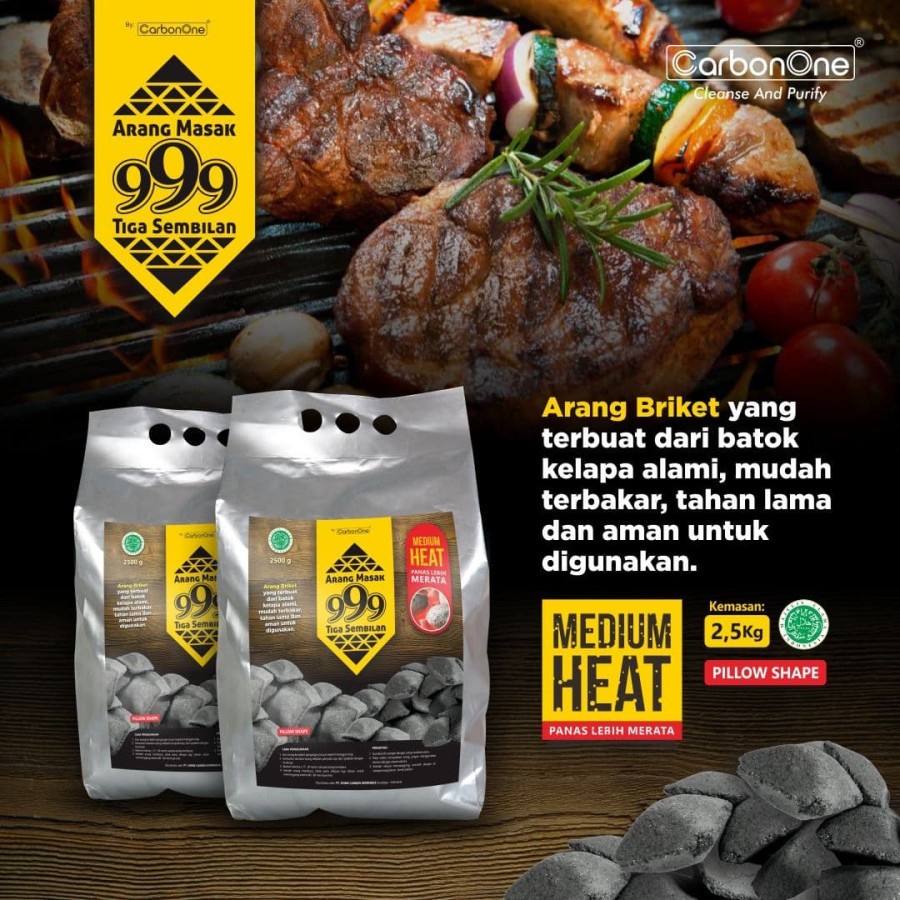 Arang Briket BBQ 2,5 Kg | Arang Pillow 999