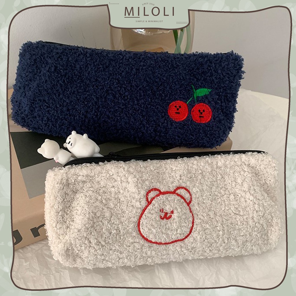 

[MIDORI] Kotak Pensil Bulu Minimalis Aesthetic Korean Style Stationery - F0055