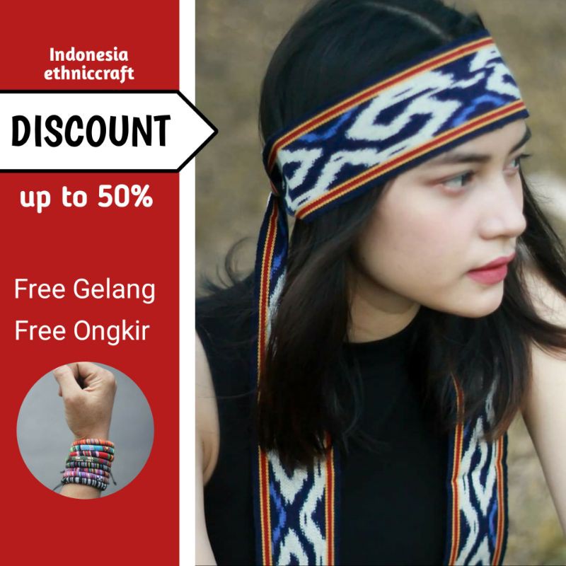 Ikat Kepala Tenun Etnik Headband Tenun Ikat Kepala Handmade