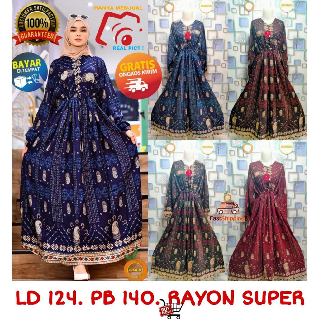 GAMIS RAYON JUMBO LD 120 - 124 SAVEE GAMIS BANGKOK JUMBO GAMIS IBU HAMIL KATUN RAYON VISCOSE 4L XXXL