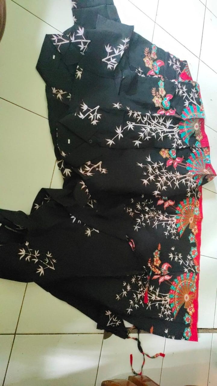 Batik Couple Keluarga Sania Ruffle Ori Ndoro Jowi Dnt Motif Kipas