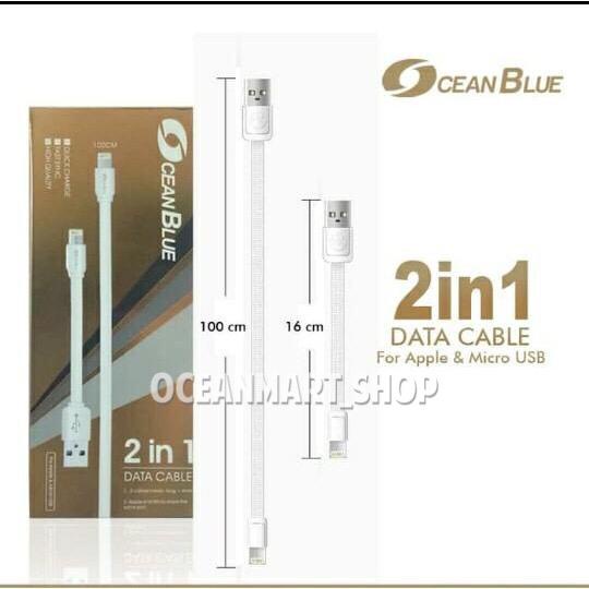 Ocean Blue Kabel Data Charger Lightning Micro USB 2in1 1M + 16CM OCEANMART Aksesoris HP OCEAN MART Aksesoris Handphone