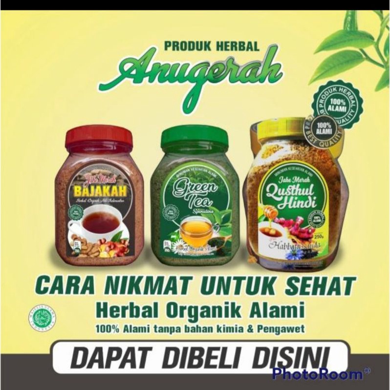 Jahe Merah GREENTEA Spirulina Anugeran kemasan toples 350 gram / Herbal Asli Indonesia