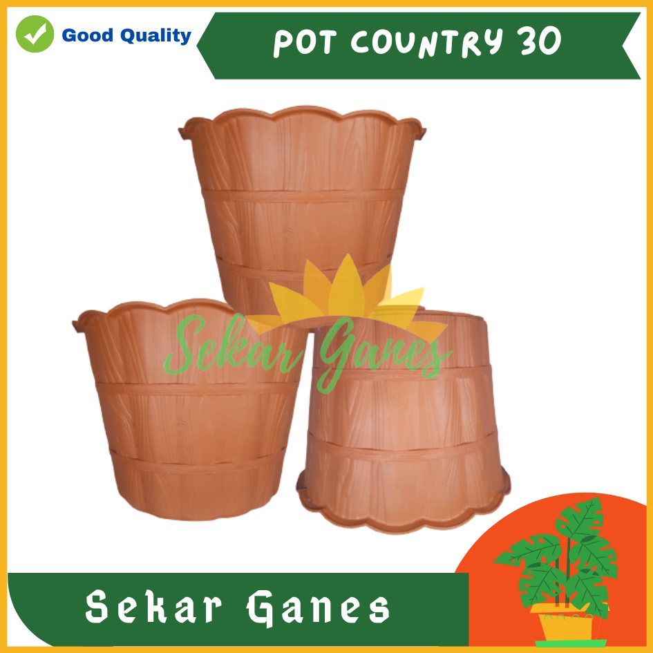 Sekarganes Pot Shallom Country 30 Merah Bata Coklat Terracotta Terakota Putih Pot Motif Gentong Kayu Tebal Cantik Pot Bunga Putih Besar Murah