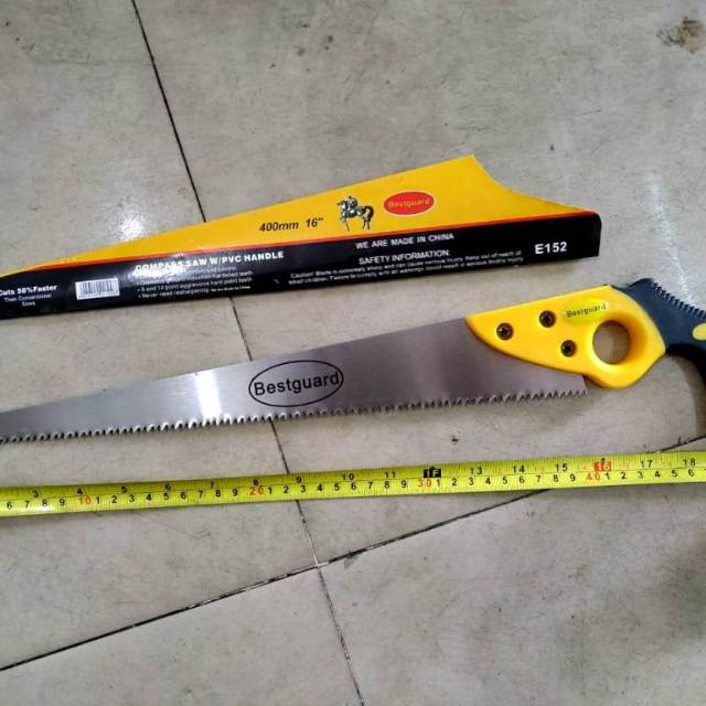 Gergaji Runcing ukuran 16&quot; gagang PVC di lapis karet tebal Anti selip/ Gergaji potong dahan ranting/COMPASS SAW PVC HANDLE