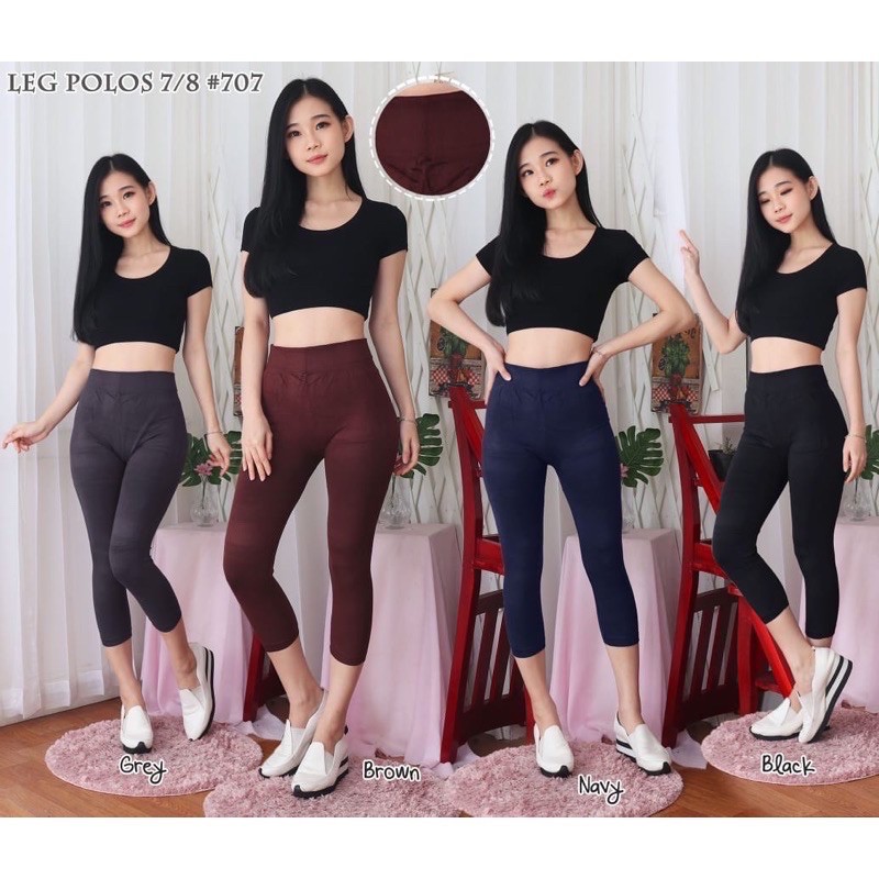 Elfashion Premium Legging 7per8 Polos Import Tebal | Legging Pendek Polos 7/8 | Legging 7/8 Jumbo