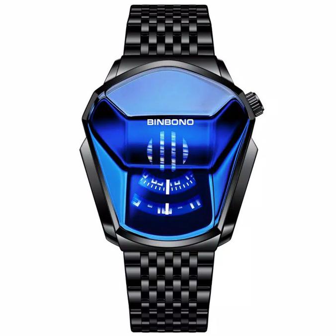 [ COD] Jam Tangan Pria Fashion BINBONO 01 - black blue BOOM SALE Kode 321