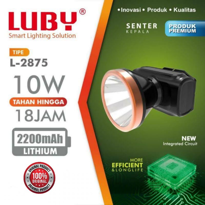 Senter Kepala Headlamp Original Luby 10 Watt L-2875