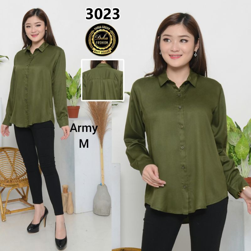 KEMEJA WANITA KATUN TWILL 30s - 3023-Army M