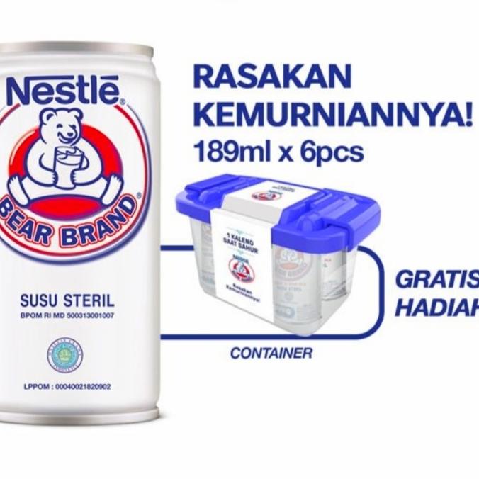 

[COD] BEAR BRAND SUSU STERIL 189 ml x 6 pc GRATIS CONTAINER Gojek Grab only [COD]