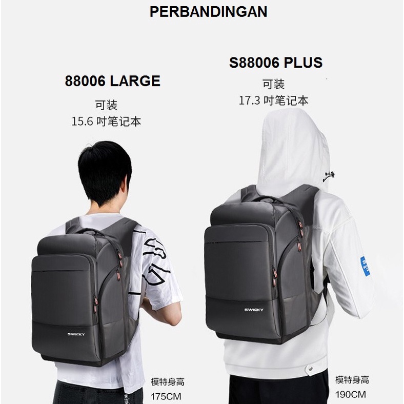 SWICKY 88006 - Business Travel Casual Laptop 15.6 inch Backpack - Tas Ransel Casual Pria Ukuran Besar - Bisa Muat Laptop 15.6 inch