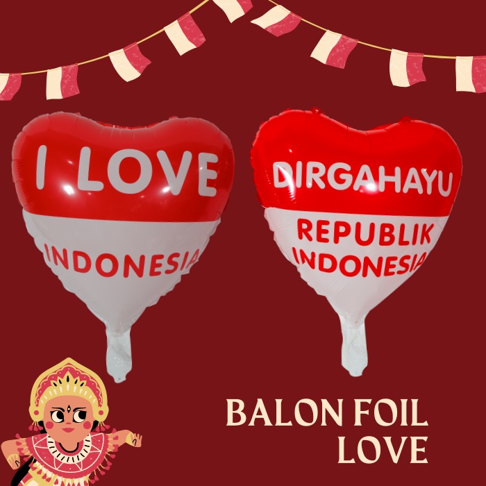 Balon Foil Merah Putih Balon Foil Hiasan Dekorasi 17an 17 Agustusan HUT RI Dirgahayu Kemerdekaan RI Indonesia