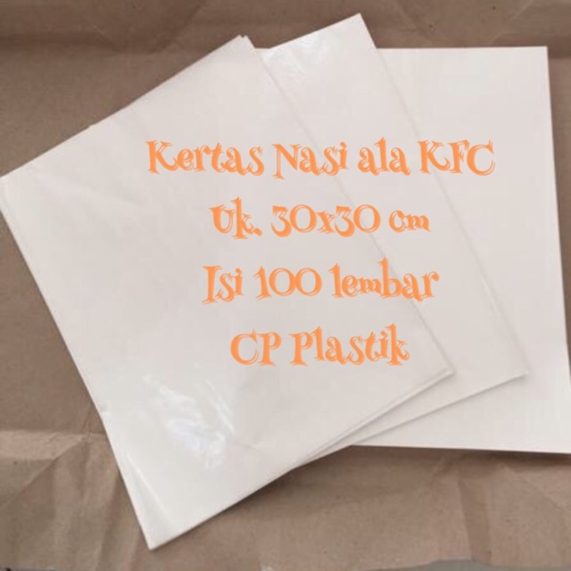 

Kertas Nasi | Wrapper ala KfC Uk. 30x30 (isi +/- 100 lbr)
