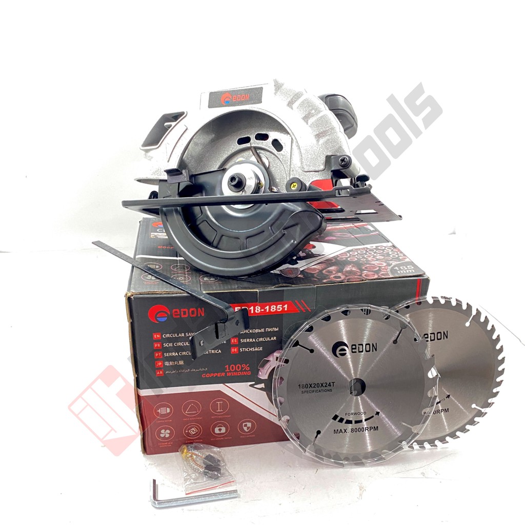 EDON ED-1851 Mesin Circular Saw - Mesin Gergaji Potong Kayu 7&quot; Sirkel