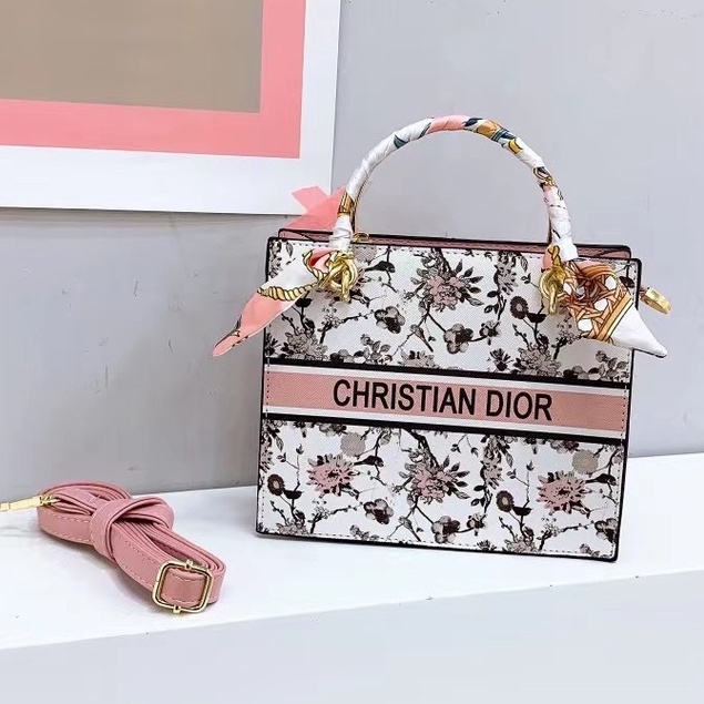 BJ60513 (TANPA BOX) - BLACK/KHAKI/PINK/WHITE - TAS JINJING SLEMPANG TOTEBAG HANDBAG MOTIF BUNGA TAS WANITA FASHION IMPORT MODIS ELEGAN TERMURAH TERLARIS TERBARU BAGSTORE JAKARTA TAS BATAM ZCJ0513 MIRIP ZC4408