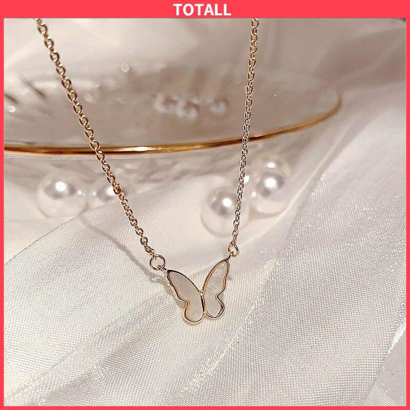 COD Korea Kalung Kupu-kupu Manis Warna Kalung Fashion Liar Necklace-Totall