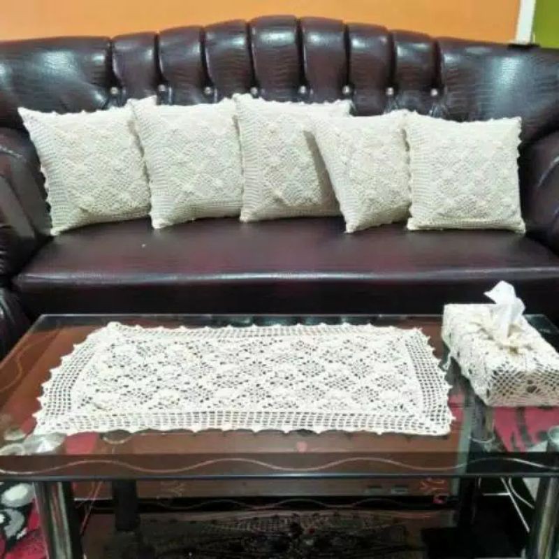 Sarung Bantal Kursi Rajut Sulaman Bukittinggi