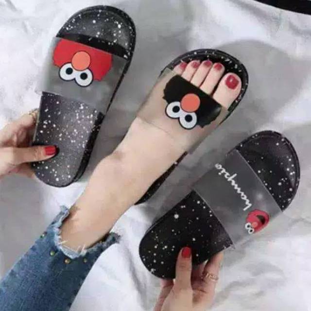  Sandal  Elmo  sol puyuh hitam dan putih AA Shopee Indonesia