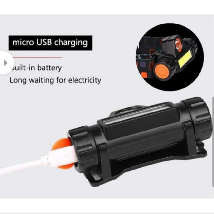 Senter Kepala Mini Head lamp Led COB Rechargeable Plus Magnet MS-1922