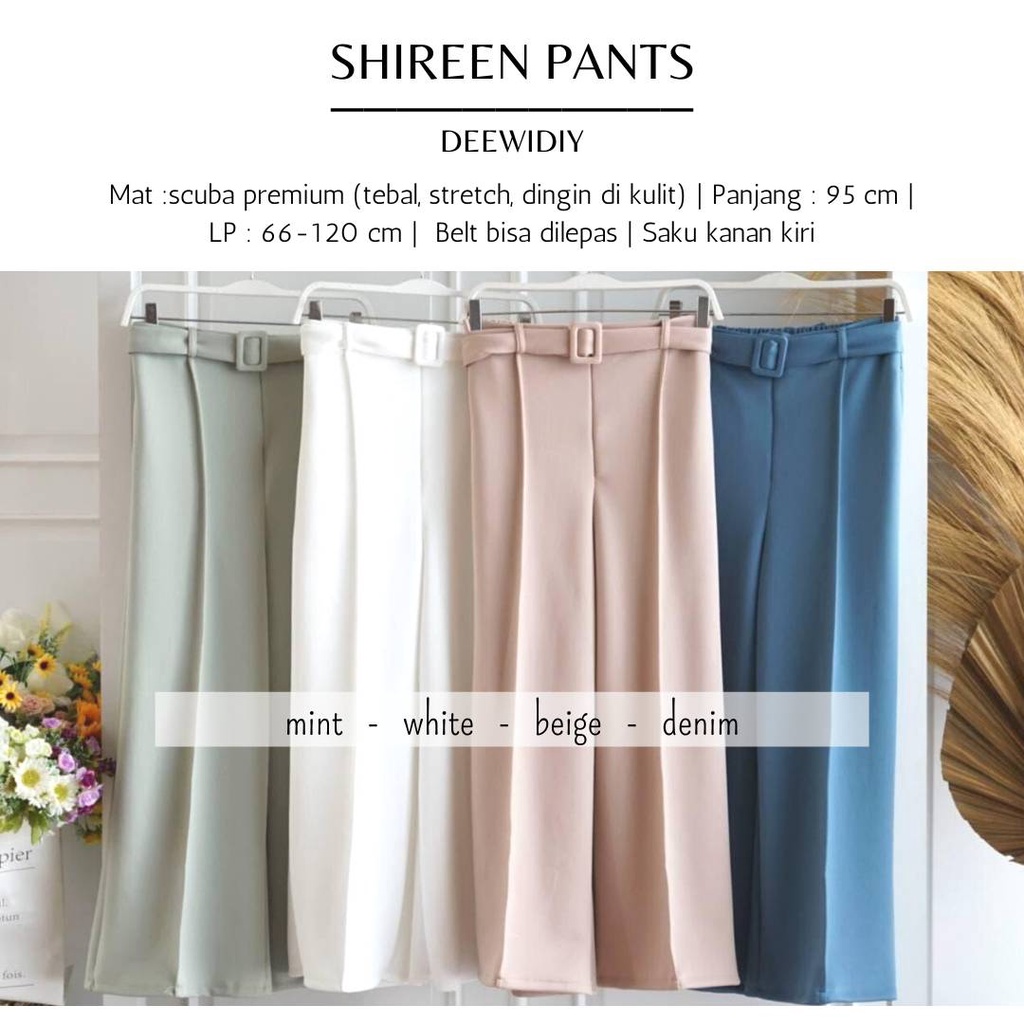 CELANA PANJANG KERJA WANITA FREE BELT - SHIREEN PANTS DEEWIDIY