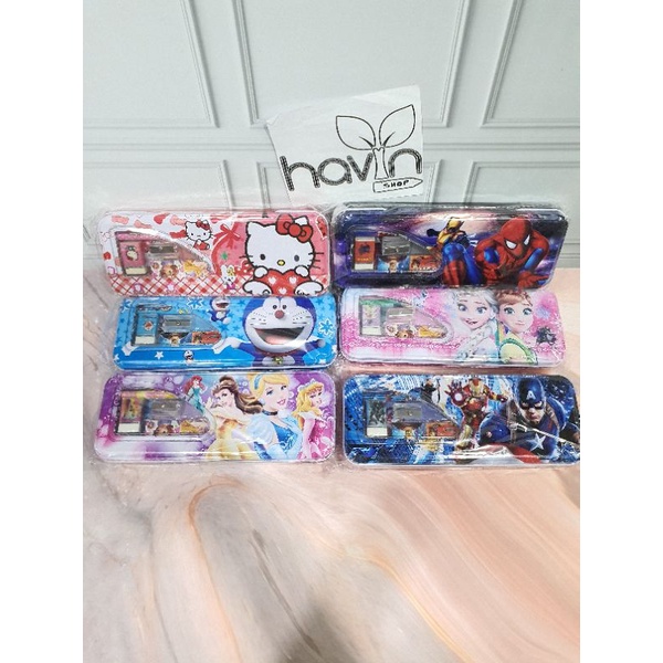 KOTAK PENSIL KALENG ada ISI ukuran TANGGUNG/PENCIL CASE-2