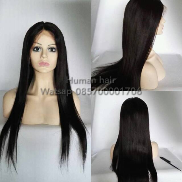 Lace wig human hair rambut asli
