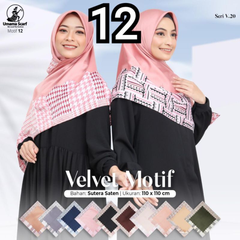Segiempat Motif Hijab SILK OLIVIA MOTIF UMAMA 110x110 Butter Silk Velvet Motif-V.20 Motif 12