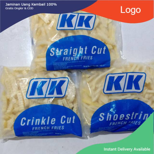 

KK kentang goreng 1kg shoestring / crinkle / staright cut 1kg