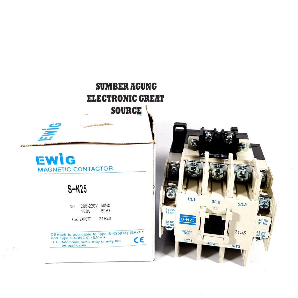 SN25 Ewig Kontaktor Listrik Panel Untuk 50A AC 220V Magnetic Contactor