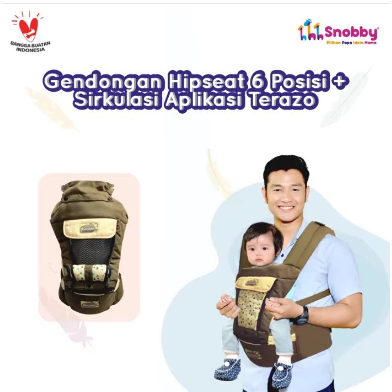 Snobby Gendongan Hip Seat 6 Posisi TPG2146 + sirkulasi aplikasi Terazo Series gENDONGAN DEPAN BAYI