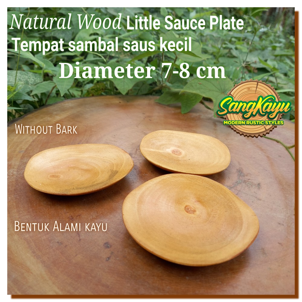 Piring mangkok kayu kecil diameter 7-8 cm tempat saus mangkok sambal