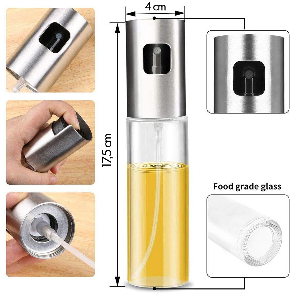 Botol Spray Pump Minyak Olive Oil Stainles Steel 100ml KT-17