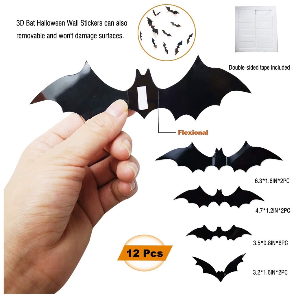 1 Set Balon Foil Desain Laba-Laba Kelelawar Tengkorak 3D DIY Untuk Dekorasi Pesta Halloween