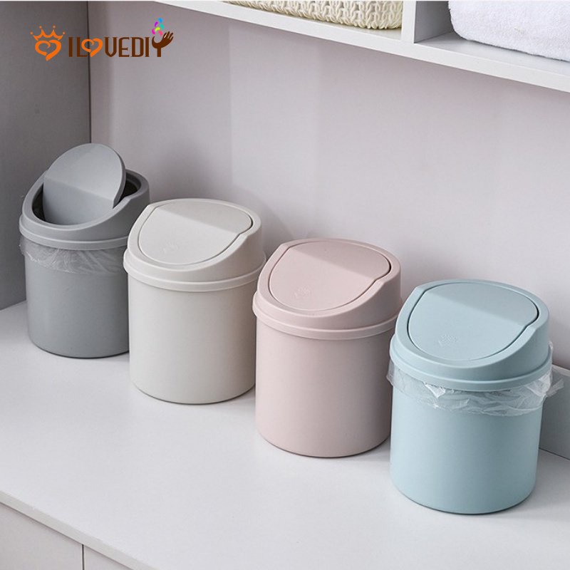 Tempat Sampah Mini Gaya Nordic Dengan Tutup Flip Untuk Kamar Mandi / Kantor