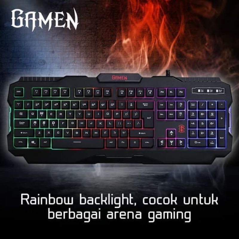 GAMEN GK100 Rainbow Backlight Gaming Keyboard Black