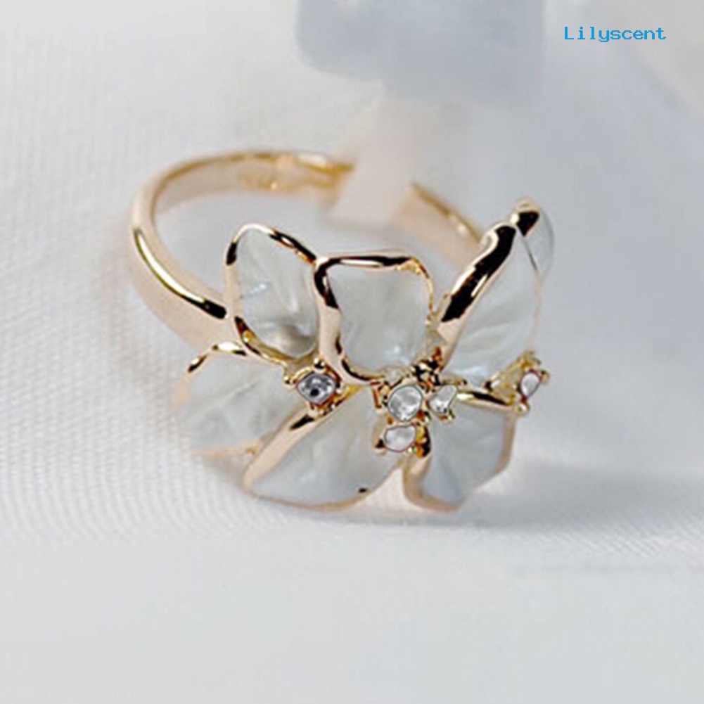 Ls Cincin Wanita Bahan Alloy Desain Bunga Menarik Untuk Pesta Pernikahan / Hadiah