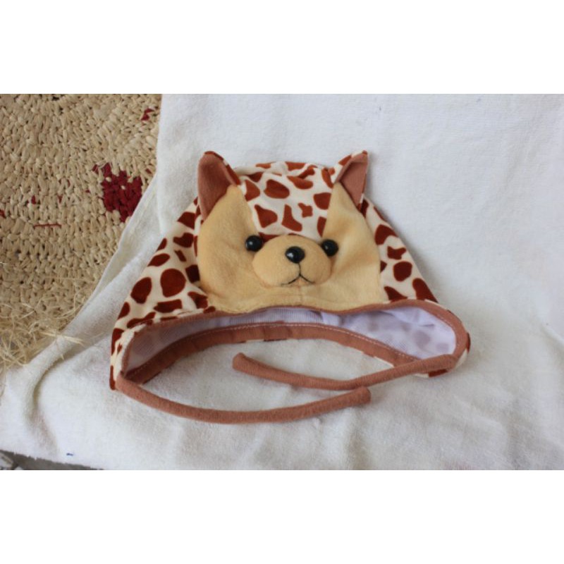 Topi Kupluk Bulu Karakter Lucu Animal Hat Aksesoris Pelindung Kepala Anak Bayi loreng-1