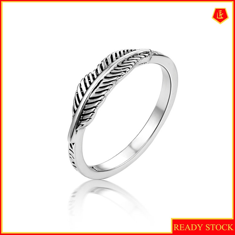 [Ready Stock]Retro 925 Silver Fashion Feather Ring