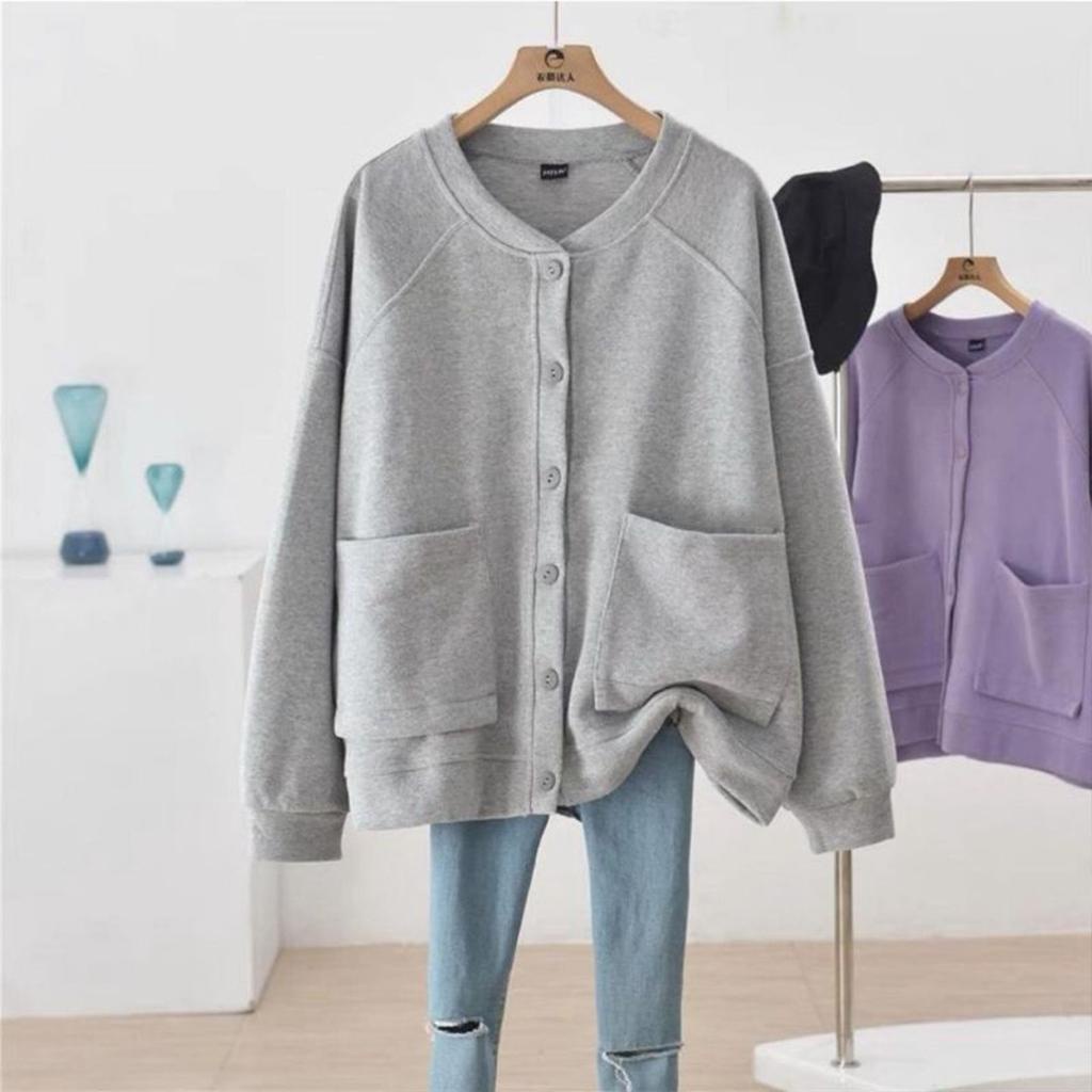 KOREAN STYLE WOMEN LADIES - BOHO SWEATER - SWEATER WANITA OVERSIZE POLOS BAHAN FLEECE TEBAL