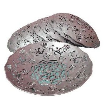 Piring Anyam Plastik Motif Bunga Piring Rotan Plastik BESAR 22cm