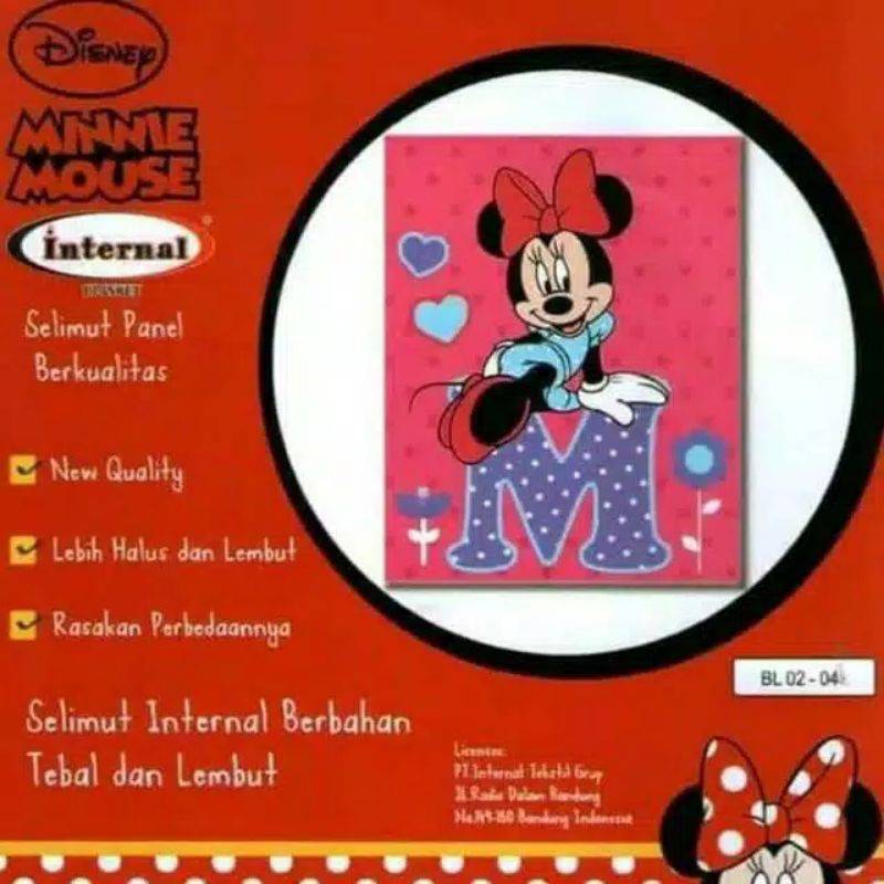 Selimut INTERNAL 160×200 Blanket Bulu Halus Motif Karakter MINNIE MOUSE