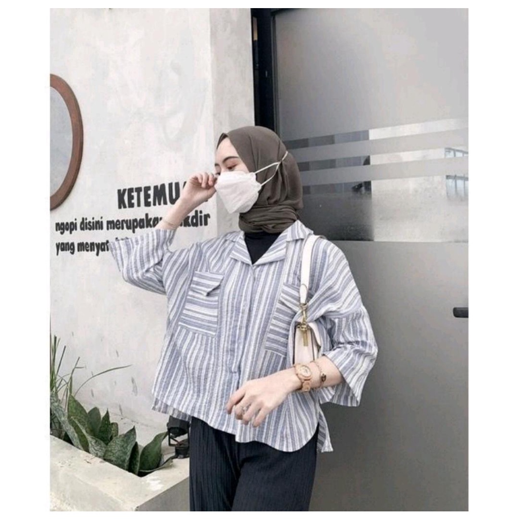 Maiko Cute Oversize XXL Big Button Shirt | Baju Wanita Terbaru